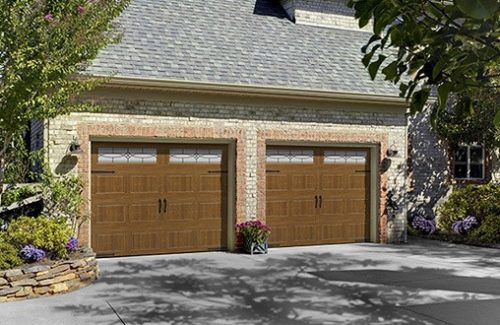 wooden garage door model with windows