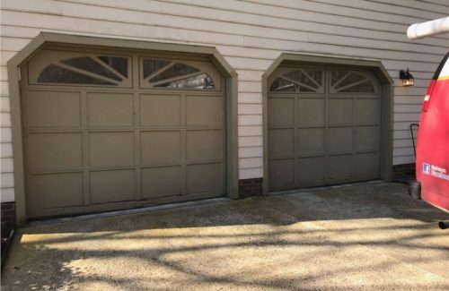 brown wooden garage doors