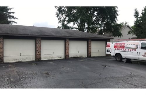 white commercial garage doors