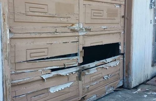 busted garage door