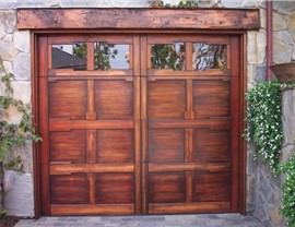 red wooden garage door